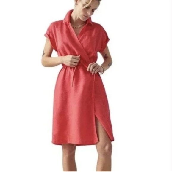 NWT Athleta Playa Linen Wrap Dress - Picture 1 of 7